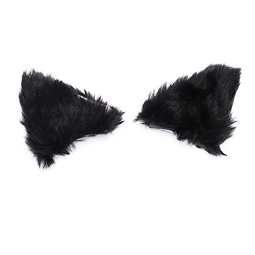 Balacoo Plüsch Katzenohren Haarclip Schwarz Süßer Lolita Cosplay Haarschmuck Leichte Clips für Niedliches Tierohren Design für Karneval Party und Familienfeiern von balacoo