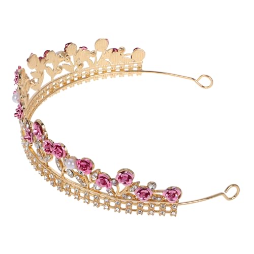 Balacoo Rhinestone Tiara Stirnband Rosa Metall Krone Braut Haarreif Accessoire Damen Hochzeit Party Festlicher Kopfschmuck von balacoo