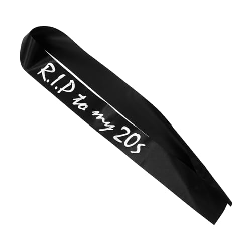 Balacoo Rip To My Geburtstagsschärpe aus Schwarzem mit Silbernem Druck Lustige Partydeko für Frauen Weiches Langlebiges Material Vielseitig für Geburtstagsfeiern und Besondere Anlässe von balacoo