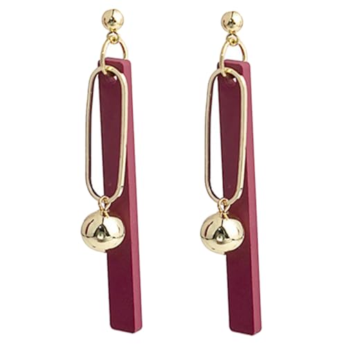 Balacoo Rote Lange Ohrringe Damen Leichte Quasten Ohrringe zum Winter Statement Ohrhänger Geometrisches Design Langlebiger Schmuck für Party und Alltag von balacoo