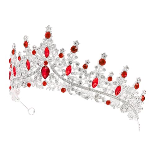 Balacoo Silber Rote Kristallkrone Damen Tiara für Hochzeit Geburtstag Party Prom Festzug Haarschmuck Accessoire für Braut und Feier von balacoo
