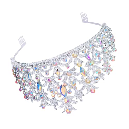 Balacoo Strahlende mit Funkelnden Strasssteinen Silberfarbene Tiara für Frauen Hochzeitsdiadem Komfortables Brautschmuck Accessoire für Feier und Fotosession von balacoo