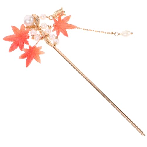 Balacoo Vintage Chinesischer Haarstab Metall Haarschmuck mit Ahornblatt und Quaste Haarnadel für Frauen Sicherer für Dutt Traditioneller Asiatischer Haarstick für Besondere Anlässe von balacoo