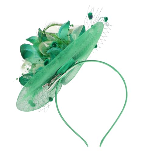 Balacoo Vintage Grüner Braut Hut Haarschmuck mit Mesh und Eleganter Fascinator Clip für Hochzeit Cocktailparty Vielseitiges Accessoire für Besondere Anlässe von balacoo