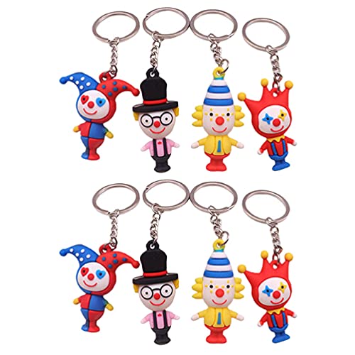 balacoo 8Pcs Nette Circus Clown Schlüsselanhänger Anime Cartoon Schlüsselanhänger Figuren Miniaturen Micro Landschaft Puppe Spielzeug Schlüssel Ring Geschenk für Geldbörse Brieftasche von balacoo
