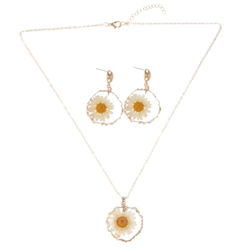 balacoo Daisy Schmuckset Damen Verstellbare Halskette mit Zartem Anhänger Leichte Statement Ohrringe Eleganter Blütenschmuck für Alltag und Besondere Anlässe von balacoo