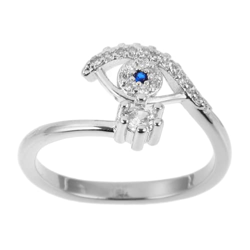 balacoo Einstellbarer Evil Eye Ring mit Blauem Auge Offener Unisex Fingerring Modischer Strassstein Schmuck Langlebiger Verformungsbeständiger Fingerschmuck für Besondere Anlässe Wie von balacoo