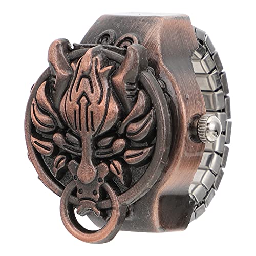balacoo Finger Ring Uhr Retro Flip- Open Abdeckung Ring Uhren Unisex Digitalen Ring Uhr für Männer Einstellbare Größe (Alte Rot) von balacoo
