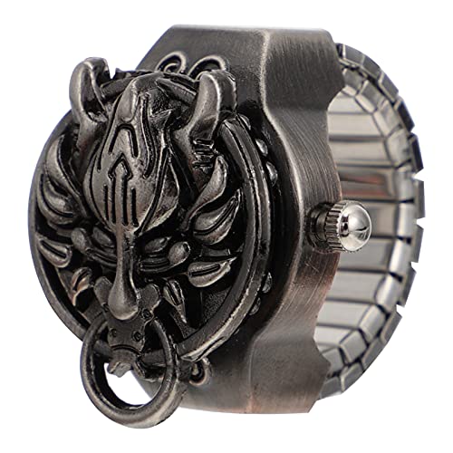 balacoo Finger Ring Uhr Retro Flip- Open Abdeckung Ring Uhren Unisex Digitalen Ring Uhr für Männer Einstellbare Größe (Schwarz) von balacoo