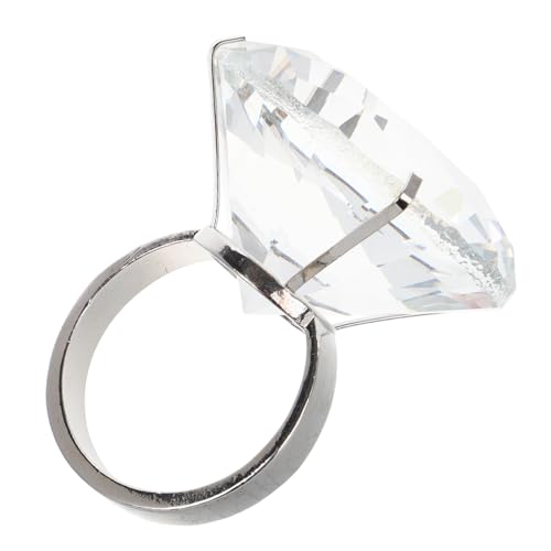 balacoo Großer Diamantring Deko Hochzeit Party Schmuck Simulation Ring Ornament Funkelndes Transparentes Ring Accessoire für Festliche Anlässe von balacoo