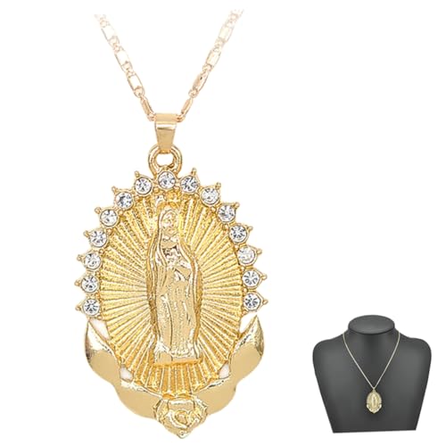 balacoo Mary Anhänger Halskette Damen Goldfarbene Religiöse Halskette mit Dekorativem Anhänger Verarbeitung Langlebiger Schmuck für Alltag Party und Festliche Anlässe von balacoo
