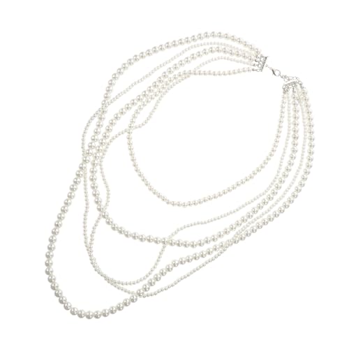 balacoo Mehrreihige Lange Glasperlenkette Damen Elegant Stylisch Vielseitig Statement Halskette für Pullover Schicke Layering Kette mit Hochwertigem Perlen Design Femininer Schmuck von balacoo