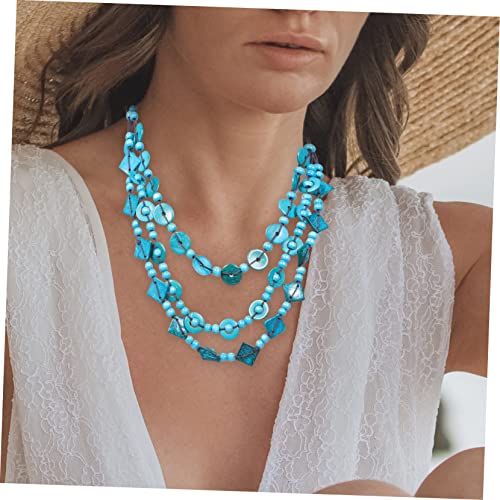 balacoo Retro Bohemia Halskette Damen Kokosnuss Holzperlen Handgefertigt Strand Schmuck mit Pfauenblau Anhänger Langlebig und Vielseitig für Alltag und Party von balacoo