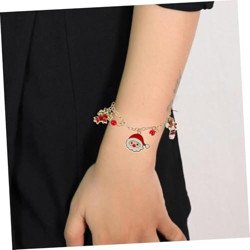 balacoo Verstellbares Weihnachtsarmband mit Weihnachtsmann Schneemann und Weihnachtsbaum Anhängern Emailliert Glänzend Festlicher Schmuck für Frauen und Mädchen zu Feiertagen und Feiern von balacoo
