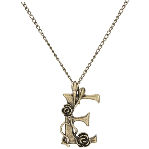 balacoo Vintage E Buchstaben Halskette Damen Kreative Antike Pulloverkette mit Rosen Design Langlebiges Legierungsmaterial Stilvolle Einfache Schmuck für Frauen Vielseitig Kombinierbar von balacoo