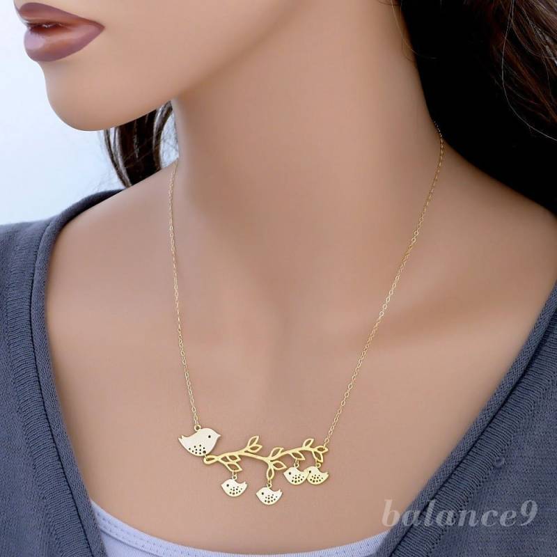 Vogel Zweig Halskette, Mutter Und Kind Vögel Halskette in Gold Oder Silber, Familie Schmuck, Geschenk Für Mama, Mama & 2 3 4 Babys von balance9
