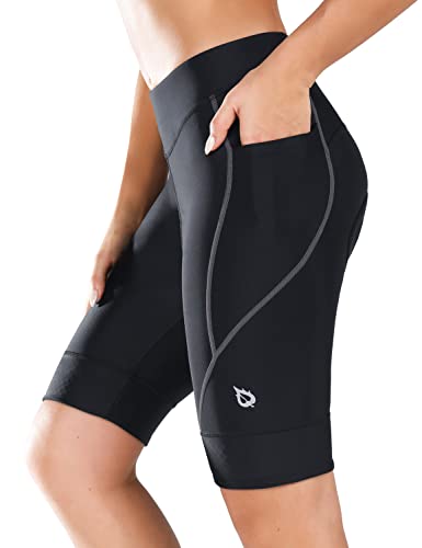 BALEAF Damen Radhosen 4D gepolstert Radfahren Spinning Straße Fahrrad Taschen breiter Bund UPF50+ Grau S von baleaf