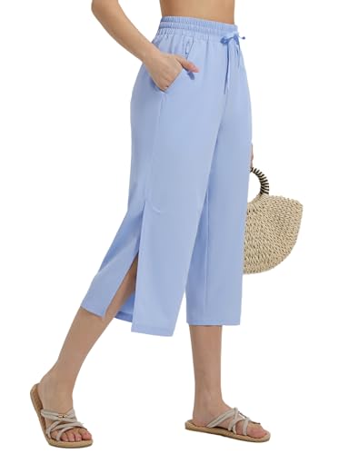 BALEAF Damen Schwimmen Capri Wide Leg Hohe Taille Lange Strandhose Hellblau M BALEAF Damen Schwimmen Capri Wide Leg Hohe Taille Lange Strandhose Hellblau M von baleaf