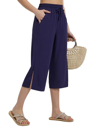 BALEAF Damen Schwimmen Capri Wide Leg Hohe Taille Lange Strandhose Tiefblau 3XL BALEAF Damen Schwimmen Capri Wide Leg Hohe Taille Lange Strandhose Tiefblau 3XL von baleaf
