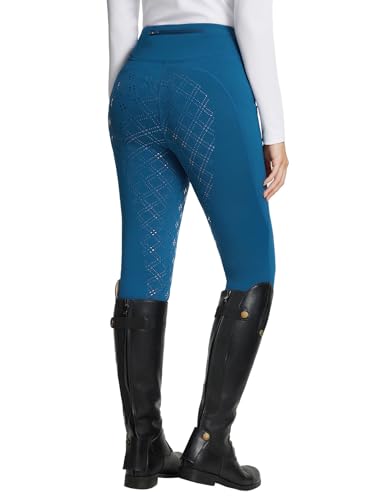 BALEAF Damen Winter-Reithose Fleece-Reithose Vollbesatz Reithose Reißverschluss-Taschen Leggings Marineblau XL von baleaf