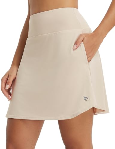 baleaf 18" Damen Rock Knielang Tenniskleid lang High Waisted Golf mit Taschen Sommer A-Linie Rock Khaki M von baleaf