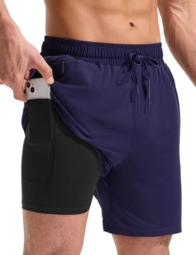 baleaf Badeshorts Männer Rash Guard Badehose mit Reißverschlusstaschen Quick Dry UPF 50+ Navy L von baleaf