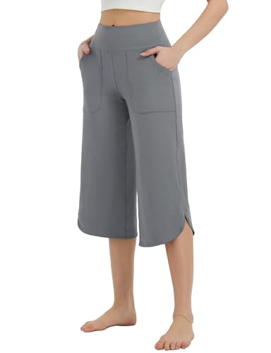 baleaf Caprihose Damen Sommer Yogahose mit Taschen Weites Bein Stretch Sommerhose Casual Lounge Loose 3/4 Straighthose Dunkelgrau XXL baleaf Caprihose Damen Sommer Yogahose mit Taschen Weites Bein Stretch Sommerhose Casual Lounge Loose 3/4 Straighthose Dunkelgrau XXL von baleaf