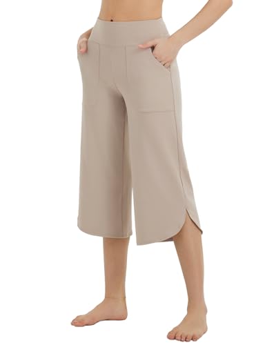 baleaf Caprihose Damen Sommer Yogahose mit Taschen Weites Bein Stretch Sommerhose Casual Lounge Loose 3/4 Straighthose Khakigrau XL baleaf Caprihose Damen Sommer Yogahose mit Taschen Weites Bein Stretch Sommerhose Casual Lounge Loose 3/4 Straighthose Khakigrau XL von baleaf