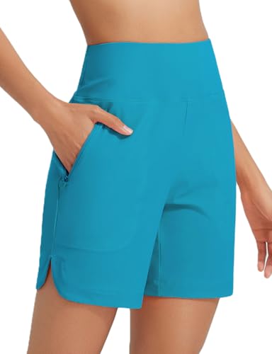 baleaf Damen 7" Badeshorts mit Sonnenschutz Badehosen Chlorresistente Strandhose UPF50+ Hellblau S von baleaf