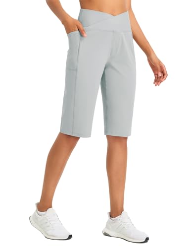 baleaf Damen Bermuda Shorts Capri Yogahose mit Taschen Weite Bein Straighthose Hohe Taille Loose Lounge Activewear Hosen Casual Sommer Hellgrau XL baleaf Damen Bermuda Shorts Capri Yogahose mit Taschen Weite Bein Straighthose Hohe Taille Loose Lounge Activewear Hosen Casual Sommer Hellgrau XL von baleaf