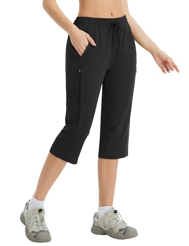 baleaf Damen Caprihose Wanderhose Kurz Outdoorhose mit Kordelzug Wanderhose Wasserabweisend Trekkinghose Schwarz XL baleaf Damen Caprihose Wanderhose Kurz Outdoorhose mit Kordelzug Wanderhose Wasserabweisend Trekkinghose Schwarz XL von baleaf
