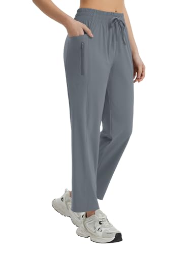 baleaf Damen Jogginghose lang Laufhose Sonnenschutz UPF50+ Trainninghose Schnelltrocknend Atmungsaktive Sporthose Grau XXL von baleaf