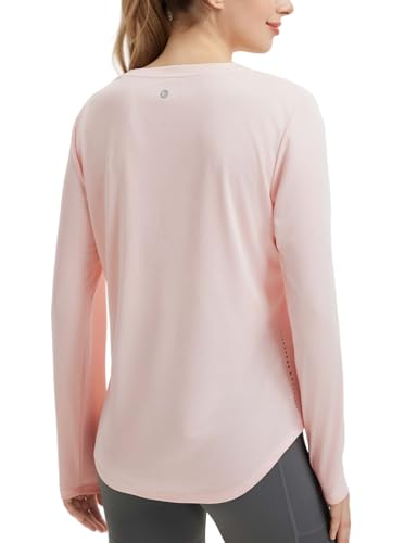 baleaf Damen Langarmshirt Sport Atmungsaktives Training Shirt Langarm leichtes Sportshirt Quick Dry Rosa XS von baleaf