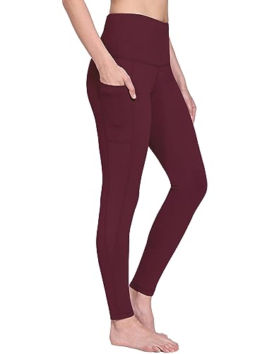 baleaf Damen Sport Leggings Winter Thermo Leggings wasserdichte Hohe Taille Fleece Gefütter Yogahose Blickdicht Slim Fit Wandern Laufhose mit Taschen Weinrot M von baleaf
