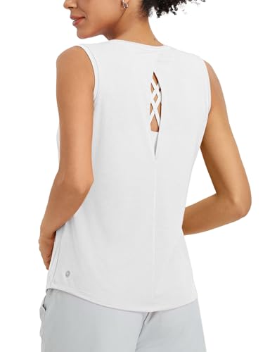 baleaf Damen Sport Tank Top Racerback Ärmelloses Yoga Oberteile Sommer Laufen Shirt Workout Fitness Gym Lauftops Weiß XXXL von baleaf