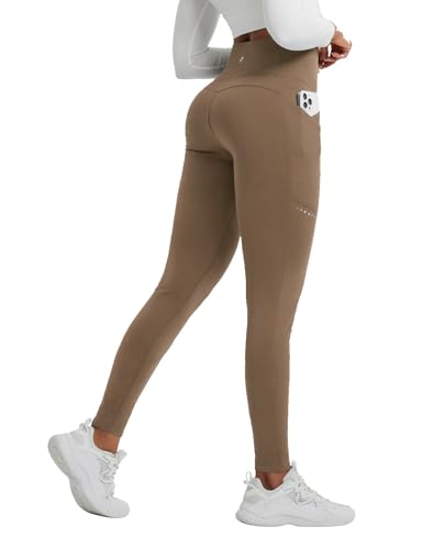 baleaf Damen Thermo Leggings gefütterte Winter Hose mit Teddy Fleece high Waist Winter wasserdichte Sporthose Braun S von baleaf