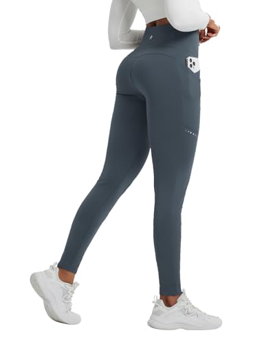baleaf Damen Thermo Leggings gefütterte Winter Hose mit Teddy Fleece high Waist Winter wasserdichte Sporthose Grau L von baleaf