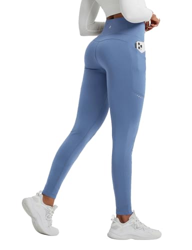 baleaf Damen Thermo Leggings gefütterte Winter Hose mit Teddy Fleece high Waist Winter wasserdichte Sporthose Hellblau M von baleaf