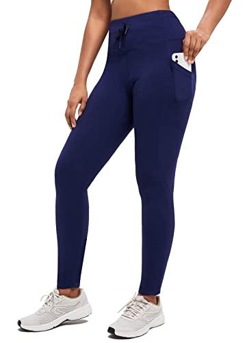 baleaf Damen Thermo Leggings gefütterte Winter Hose mit Teddy Fleece high Waist Winter wasserdichte Sporthose Navy M von baleaf