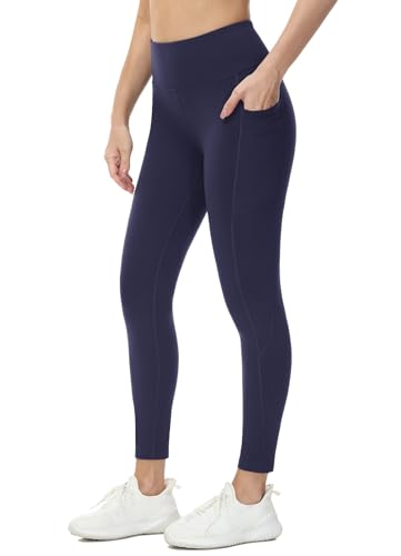 baleaf Damen Thermo Leggings gefütterte Winter Hose mit Teddy Fleece high Waist Winter wasserdichte Sporthose Navy XL von baleaf