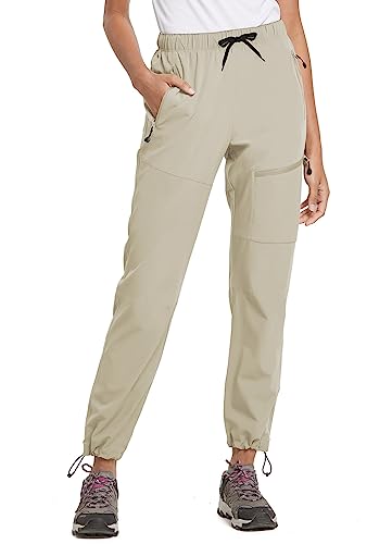 baleaf Damen Wanderhosen Schnelltrocknend Wasserabweisend Leichte Jogginghose für alle Jahreszeiten Elastische Taille Sonnenbräune XS von baleaf