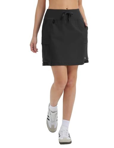 baleaf Damen Wanderrock Hosenrock mit Innenshorts Athletisch Rock mit Hoher Taille für Sport Wander Alltag Schwarz 3XL von baleaf
