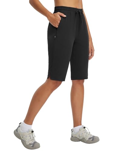 baleaf Damen Wandershorts 13 Zoll Outdoorshorts Wasserabweisend mit Reißverschluss Tasche Schwarz XL von baleaf