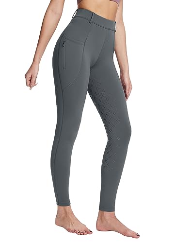 baleaf Damen Winter-Reithose Fleece-Reithose Vollbesatz Reithose Reißverschluss-Taschen Leggings Grau XS von baleaf