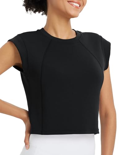 baleaf Damen Yoga Top Sportshirt Rundhalsausschnitt Modal Kurzarm Sport T-Shirts Laufshirt Fitness Atmungsaktiv Leicht Schwarz XXXL baleaf Damen Yoga Top Sportshirt Rundhalsausschnitt Modal Kurzarm Sport T-Shirts Laufshirt Fitness Atmungsaktiv Leicht Schwarz XXXL von baleaf
