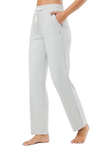 baleaf Damen Yogahose Weite Hose mit Taschen Jogginghose Hohe Taille Comfy Lounge Sporthose Trainingshose Kordelzug Grau S von baleaf