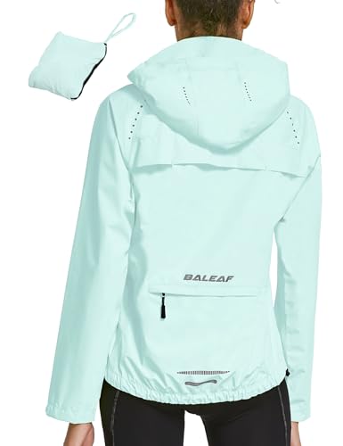 baleaf Fahrradjacke Damen Regenjacke Wasserdicht Atmungsaktiv Wanderjacke Windbreaker Sommerjacke Outdoor Jacken Leichte Windjacke Trekking Regenjacke Radjacke Grün L von baleaf