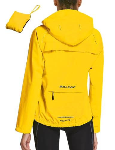 baleaf Fahrradjacke Damen Regenjacke Wasserdicht Atmungsaktiv Wanderjacke Windbreaker Sommerjacke Outdoor Jacken Leichte Windjacke Trekking Regenjacke Radjacke Hellgelb XXL von baleaf