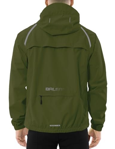 baleaf Fahrradjacke Herren Regenjacke Wasserdicht Atmungsaktiv Wanderjacke Windbreaker Outdoor Jacken Leichte Windjacke Trekking Regenjacke Radjacke Armeegrün M von baleaf
