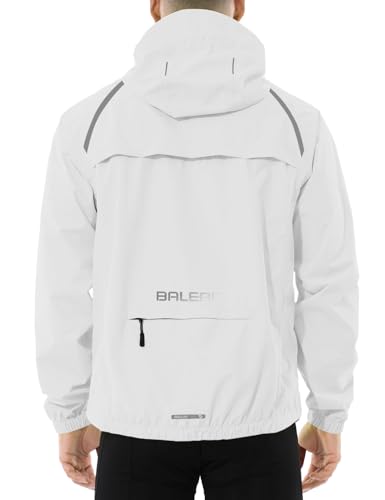 baleaf Fahrradjacke Herren Regenjacke Wasserdicht Atmungsaktiv Wanderjacke Windbreaker Outdoor Jacken Leichte Windjacke Trekking Regenjacke Radjacke Weiß M von baleaf